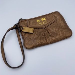 COACH Bronze Legacy Leather Small Wristlet Pouch